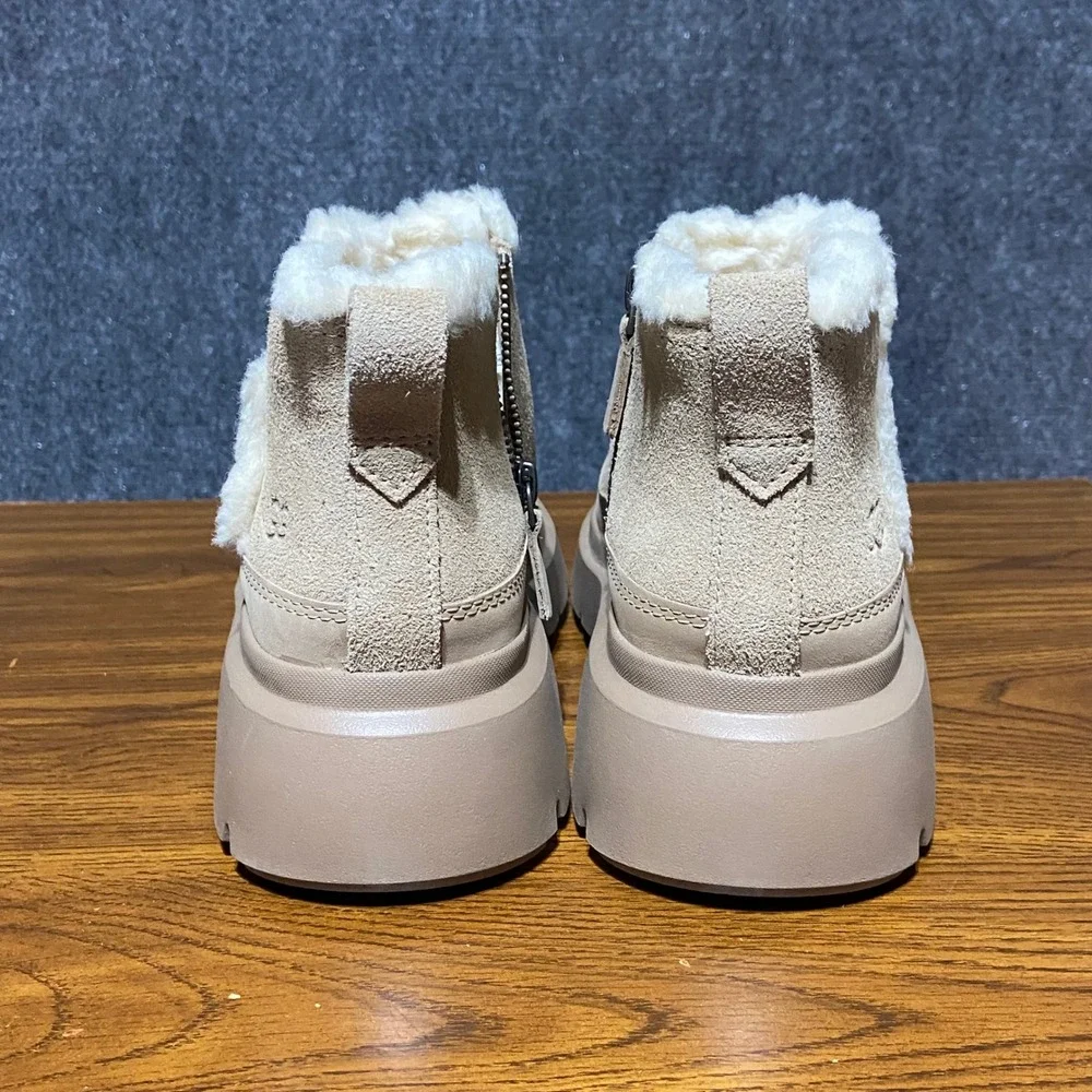 UGG Calimuze Ultra Mini Slip On Sand Suede Platform Lug Sole Boots Women's 8 NWT